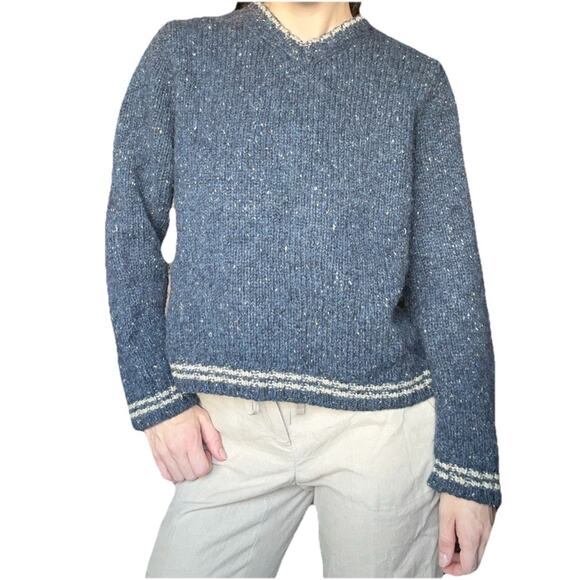 Les Tricots Boz International 100% Lambs Wool Knit Vintage Sweater Navy Blue Med - Picture 2 of 7